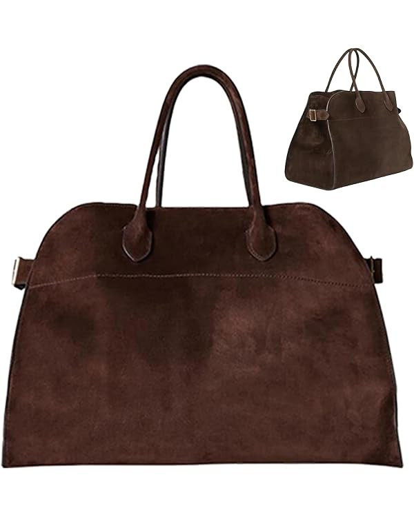 Soft Faux Suede Tote Bag for Women – Vintage Top-Handle Satchel Handbag, Large Capacity Shoulde... | Amazon (US)