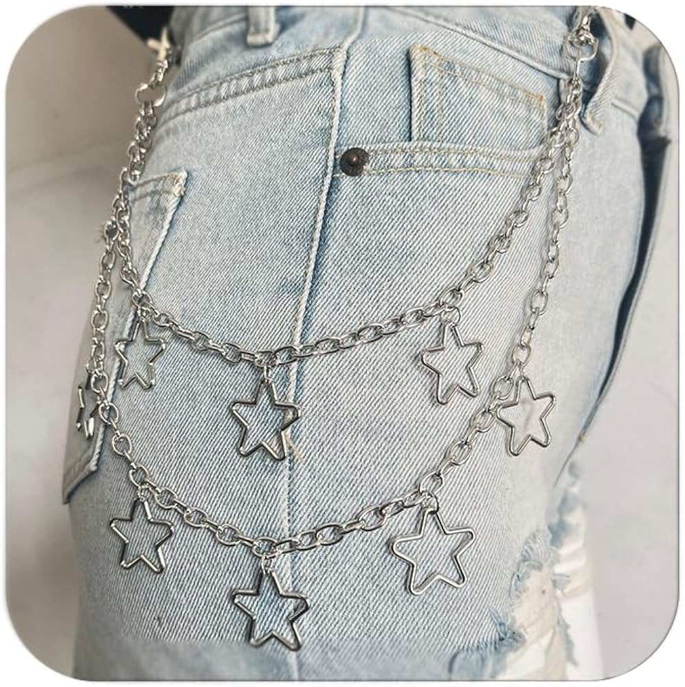 QWALIT Y2K Star Pants Chain for Men Jean Chains for Women Pocket Chain for Pants Biker Hip Punk C... | Amazon (US)