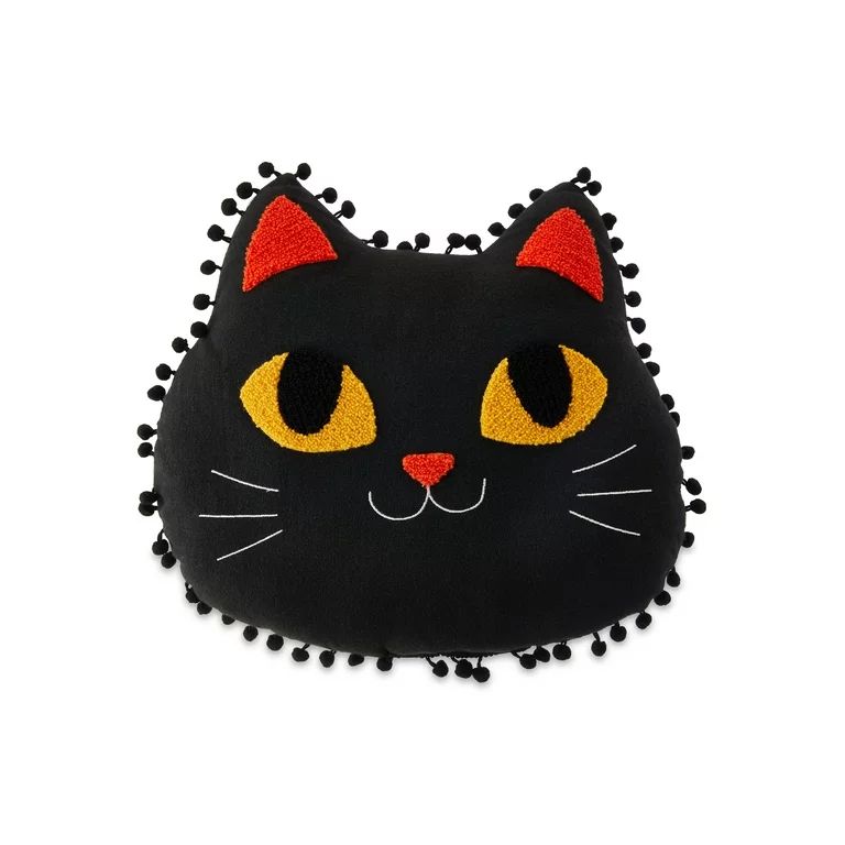 Way to Celebrate 13IN X 12IN Black Harvest Fall Décor Pillow, Black Cat | Walmart (US)