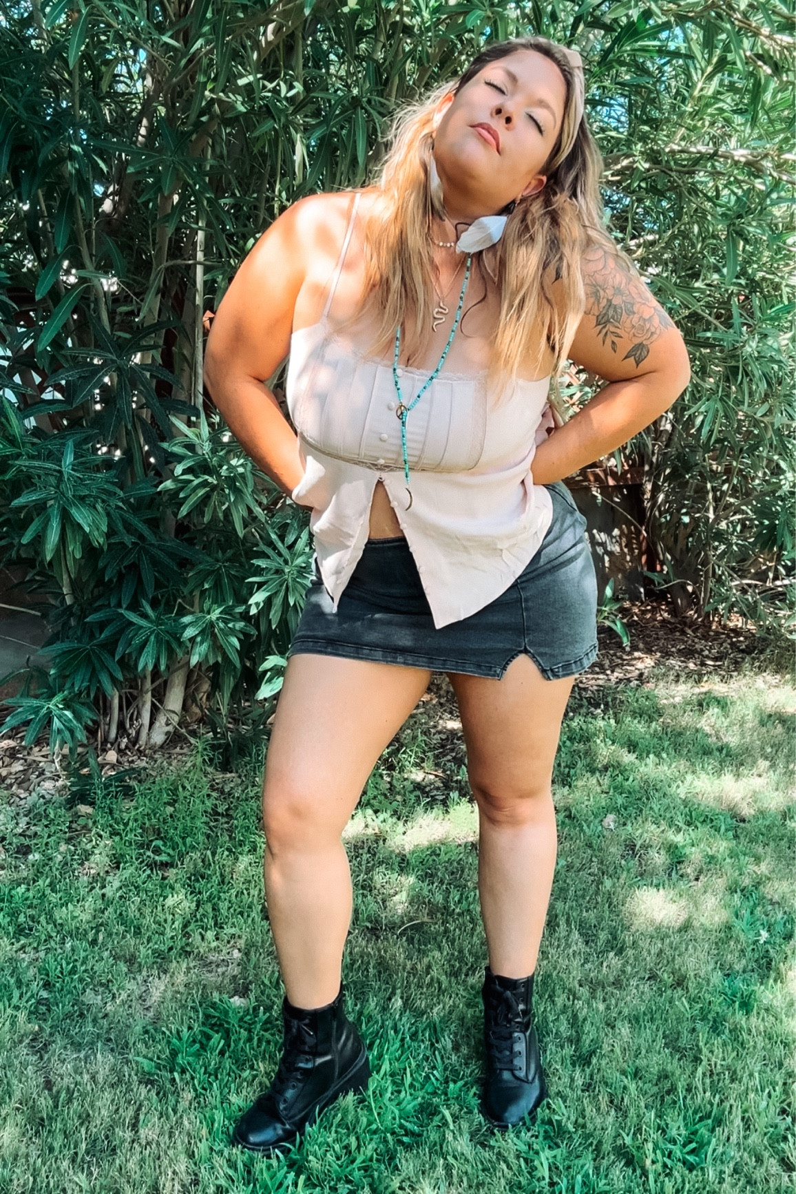 Black denim mini skirt from target!

#LTKmidsize