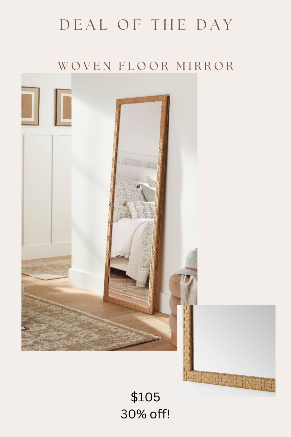 Such a great sale & price for this stunning woven floor mirror!!! The texture is amazing 😍

#LTKhome #LTKsalealert