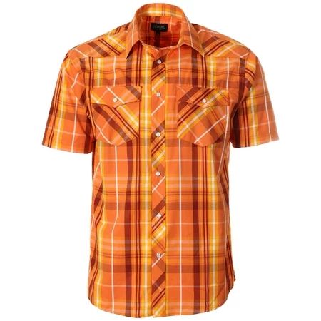 Gioberti Men s Short Sleeve Plaid Western Shirt W/Pearl Snap-on Buttons | Walmart (US)