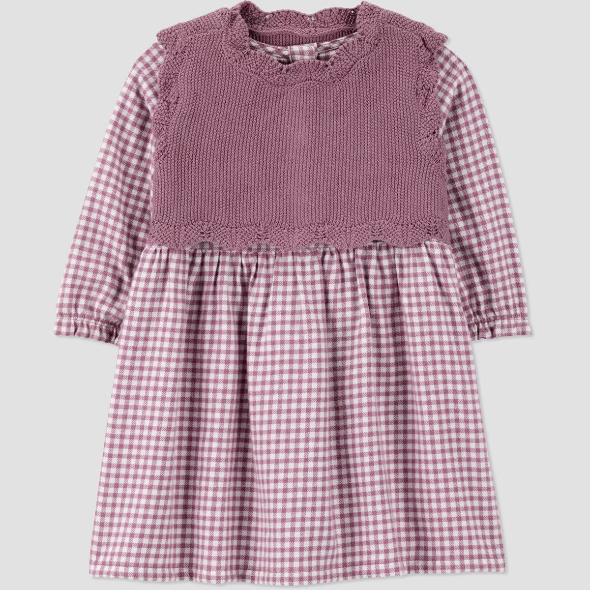 Carter's Just One You® Baby Girls' 3pc Gingham Dress Sweater Set - Plum Purple 9M | Target