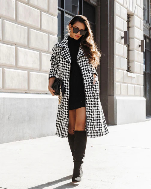 Normandy Houndstooth Pocketed Coat | VICI