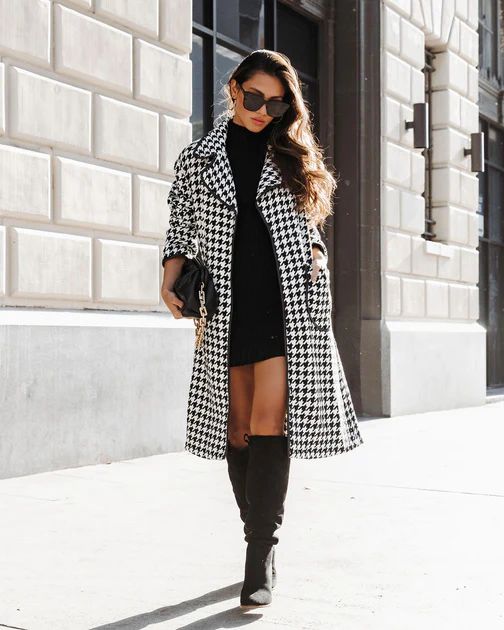 Normandy Houndstooth Pocketed Coat | VICI Collection