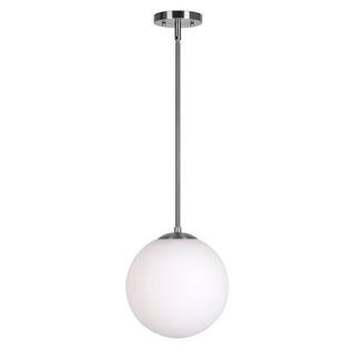 Selene 1-Light Brushed Nickel Pendant with Satin Opal Globe Glass Shade-2747-01-55 - The Home Dep... | The Home Depot