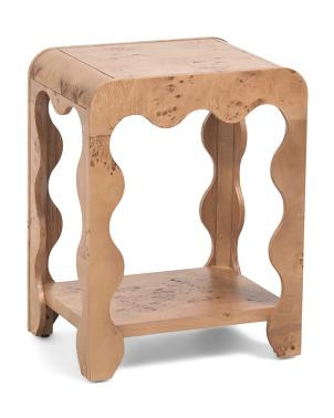 17x13x22 Wavy Burled Accent Table | TJ Maxx