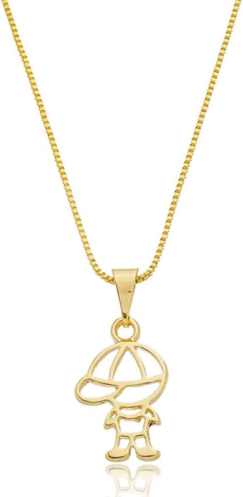 Colar Feminino Semijoia Pingente 1 Menino Filho Banhado A Ouro 18k | Amazon (BR)