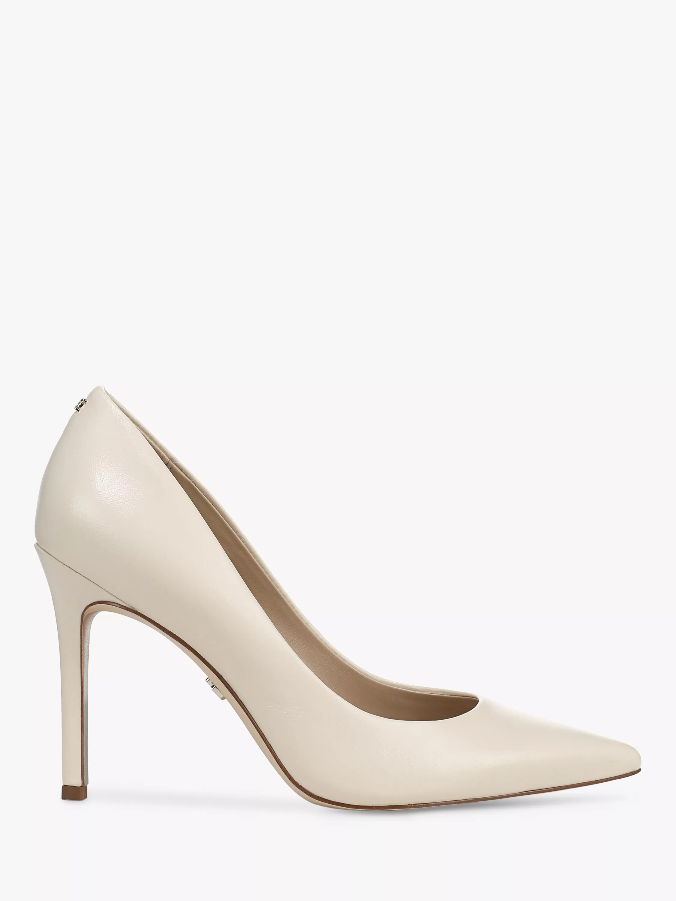 Sam Edelman Hazel Leather Pointed Toe Stiletto Shoes, Ivory | John Lewis (UK)