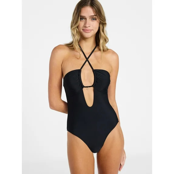 No Boundaries Keyhole Halter One-Piece Swimsuit, Women’s XXS-XXL | Walmart (US)
