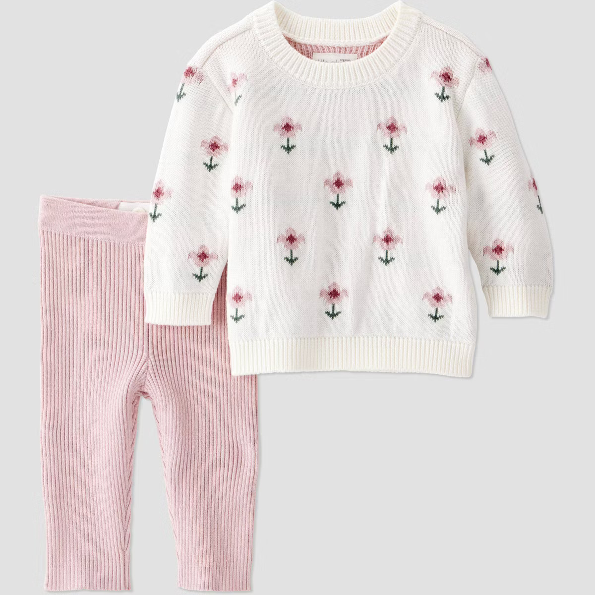 Little Planet By Carter's Organic Baby Girls' 2pc Floral Sweater Set - Cream | Target