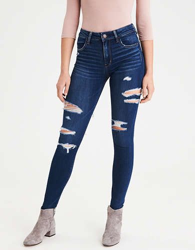 AE Denim X Seamless High-Waisted Jegging, Destroy Your Blues | American Eagle Outfitters (US & CA)