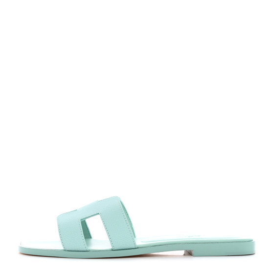 HERMES Epsom Oran Sandals 37 Vert Embrun | FASHIONPHILE (US)