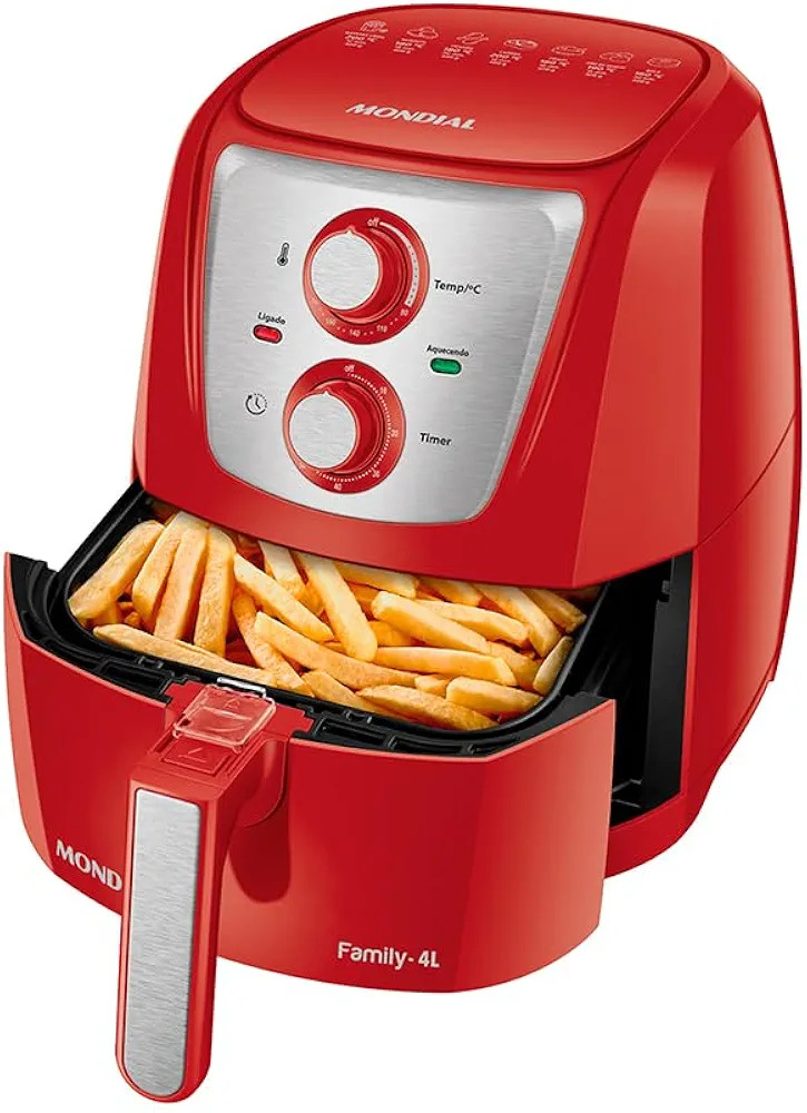 Fritadeira Sem Óleo Air Fryer 4L, Mondial, Vermelho/Inox, 1500W, 110V - AFN-40-TRI | Amazon (BR)