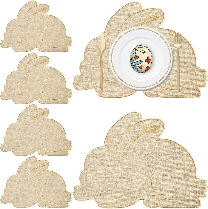 Easter Placemats Set of 6 Bunny Placemats Easter Table Decorations Burlap Spring Placemats Farmho... | Amazon (US)