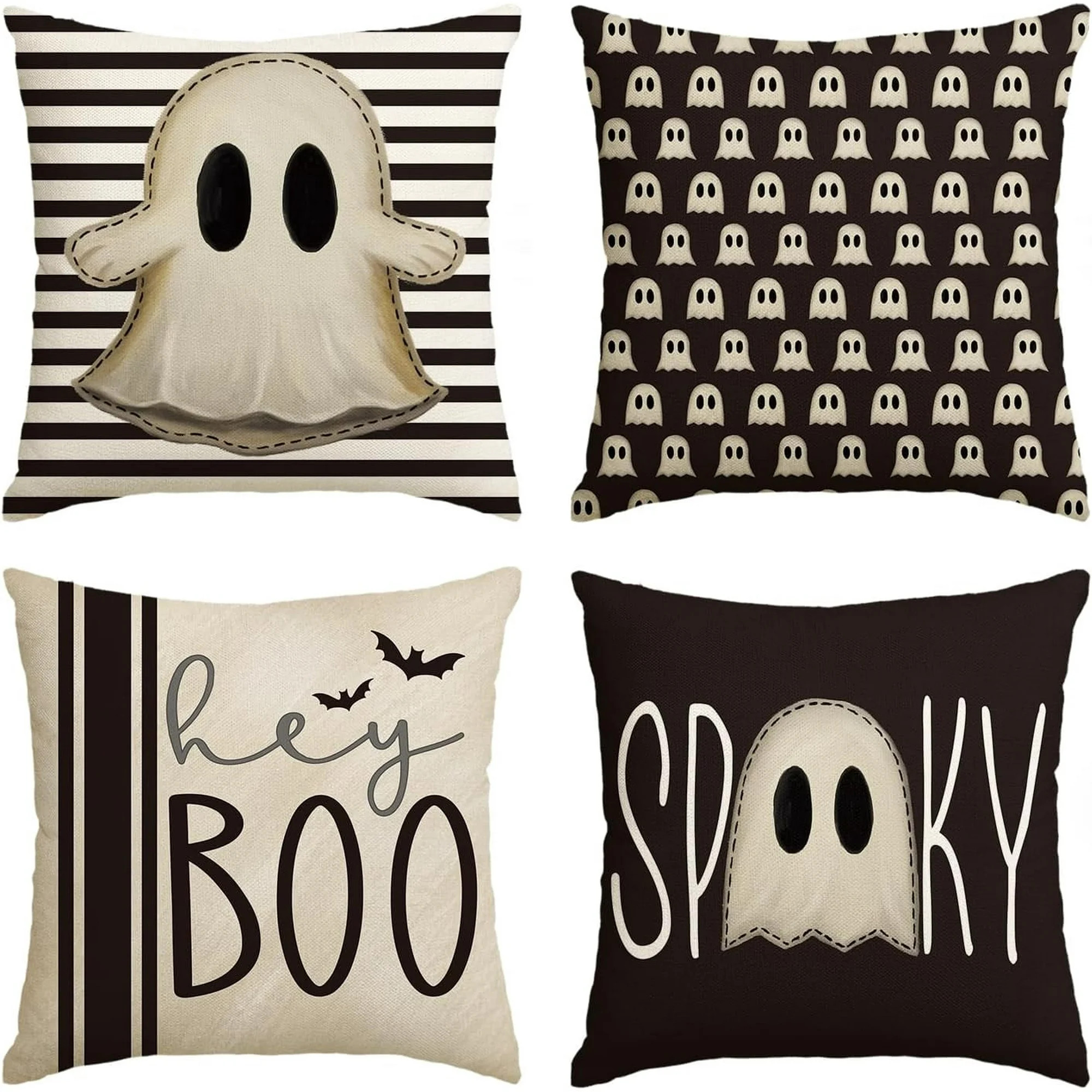 Halloween Hey Boo Cute Ghost Spooky Throw Pillow Covers, 18 x 18 Inch Horror Scary Cushion Case f... | Walmart (US)