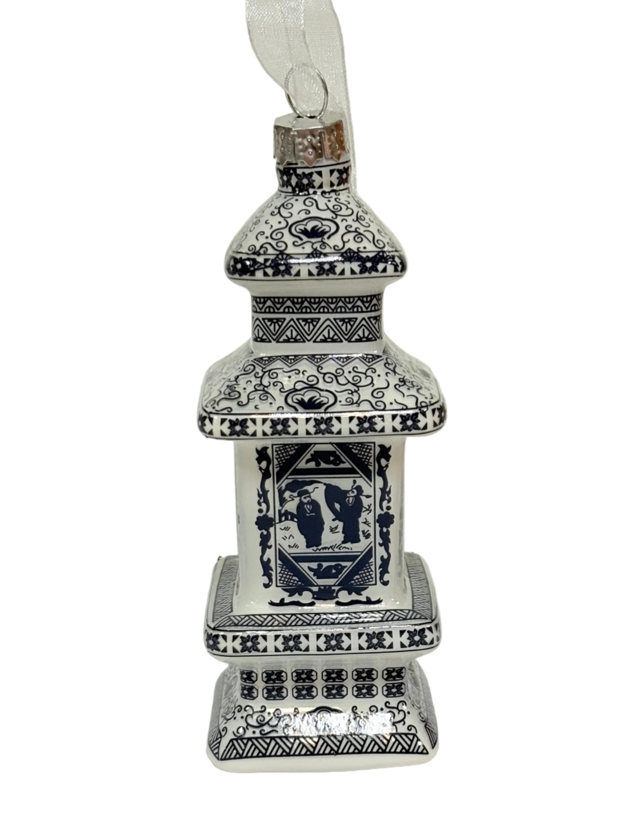 Navy & White Figurine Pagoda Ornament | The Enchanted Home