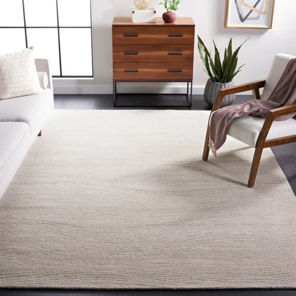 Aldwell Abstract Handmade Tufted Wool Natural/Ivory Area Rug | Wayfair North America