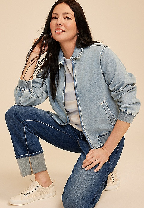Light Denim Bomber Jacket | Maurices