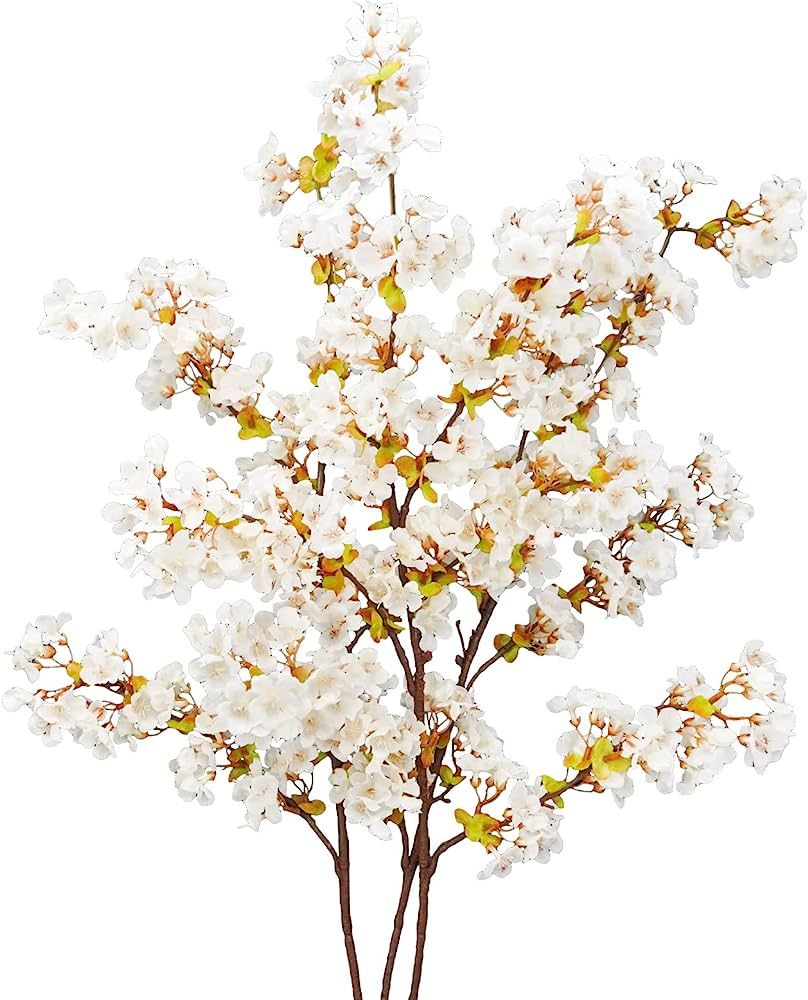 Silk Cherry Blossom Branches, 39.3in Artificial Cherry Blossom Tree Stems, Fake Plum Blossom Flow... | Amazon (US)