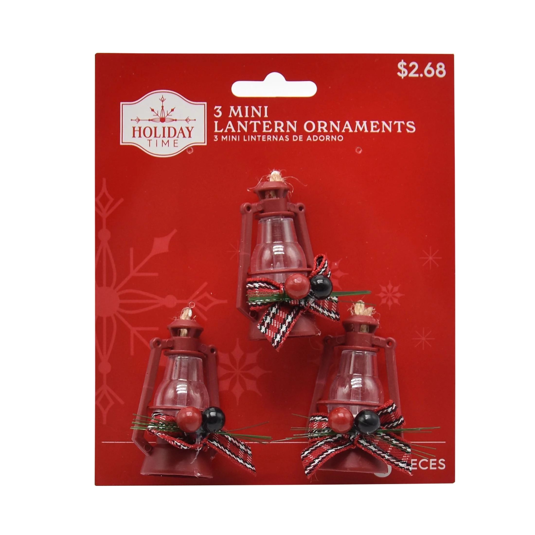 Holiday Time 3ct Mini Red Rustic Lantern Decorative Accents Ornament - Walmart.com | Walmart (US)