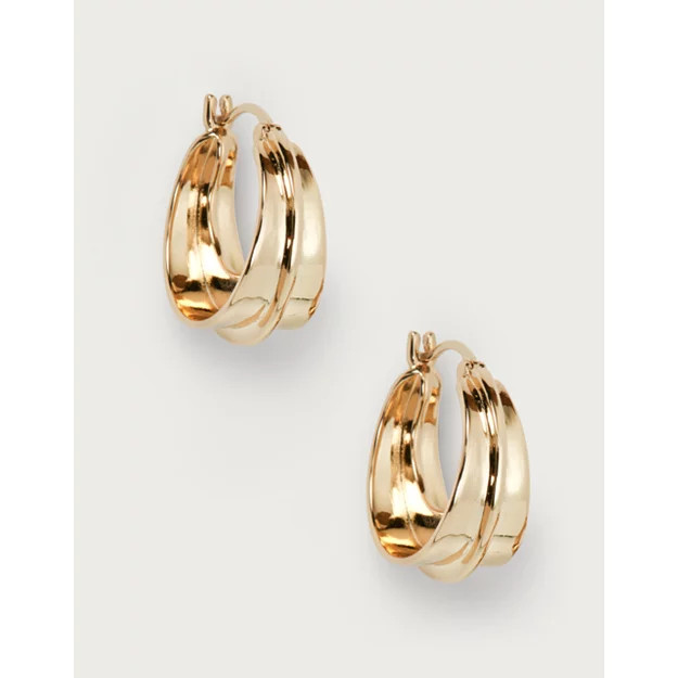 Gold Plated Chunky Ridge Midi Hoop Earrings | The White Company UK & ROW