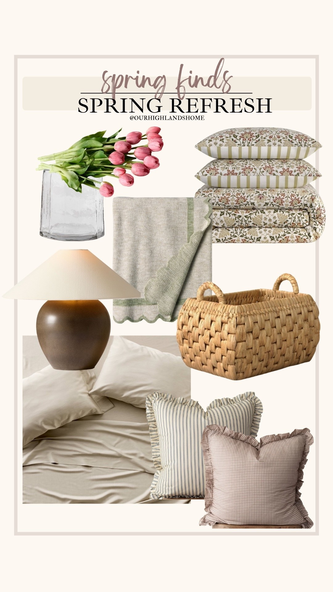 spring bedroom refresh - loving the green for spring, florals and a bundle of faux tulips in glass vase 

#LTKHome #LTKSaleAlert #LTKSpringSale