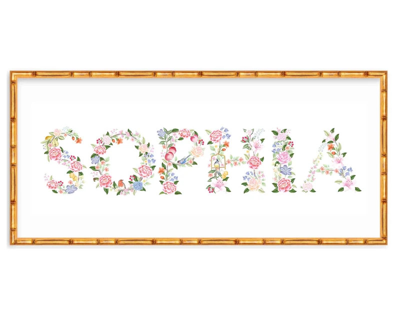 Personalized Chinoiserie Baby Girl Nursery Name Sign // Grand Millennial // Floral // Baby Girl /... | Etsy (US)