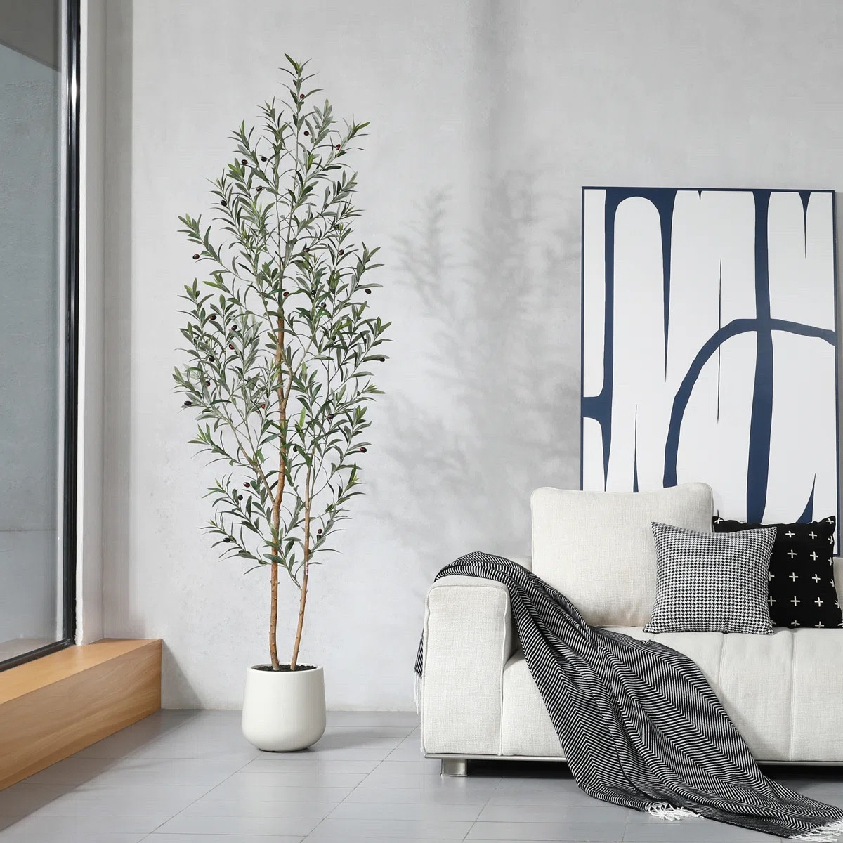 Artificial Olive Tree with White Planter, Tall Faux Olive Trees with Natural Wood Trunk

#LTKHome