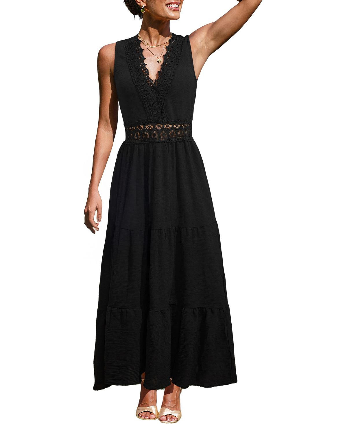 Cupshe Women's Little Details Black Maxi Beach Dress - Black | Macy's