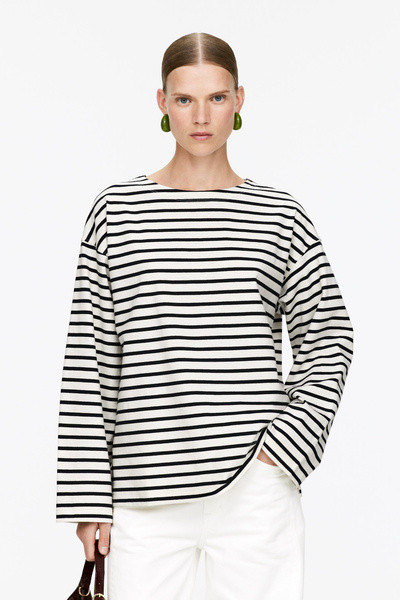Long-Sleeve T-Shirt – Dark Blue/Off White – Women – ARKET GB | Arket UK