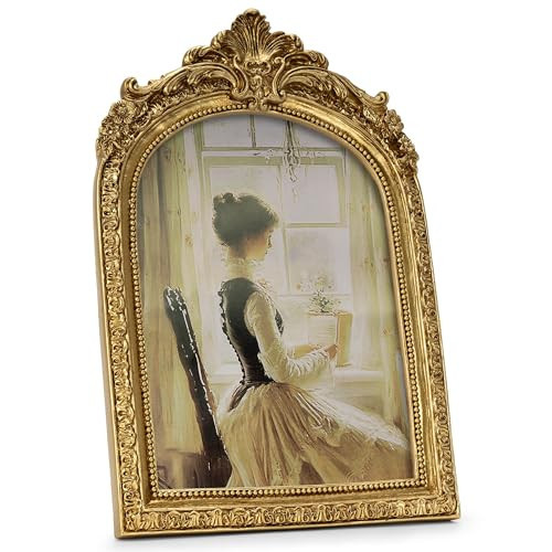 GeekLeaf Vintage Picture Frame, Gold Vintage Arched Frame Decor for Tabletop and Wall Mounting, Antique Arched Photo Decor for Home, Gold, 5x7 Inch | Amazon (US)