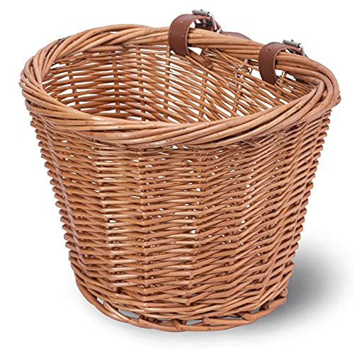 DRBIKE Kids Bike Basket for 18-24 inch Girls Boys Bike Kid's Bicycle Baskets Front Handlebar Wicker Basket Kids Bicycle Accessories Brown | Amazon (US)