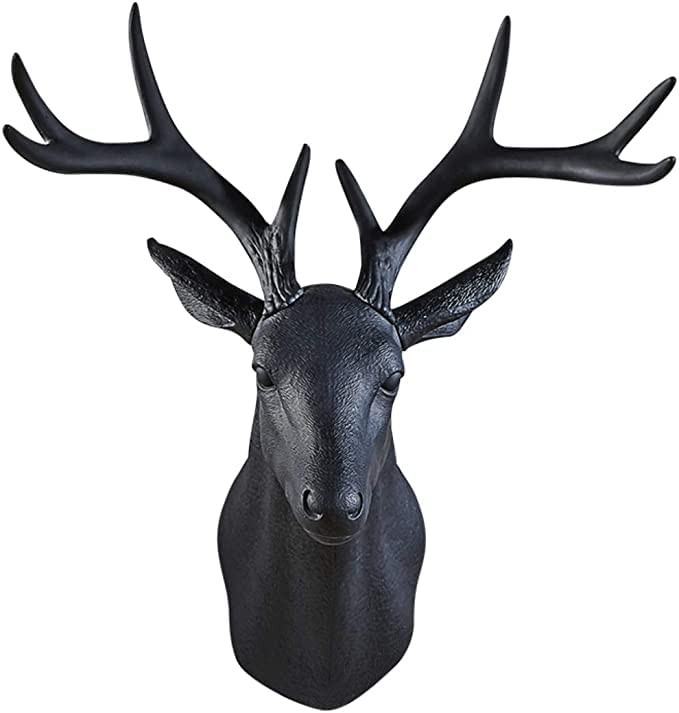 Deer Antlers Wall Sculpture 20 x 16 x 12 inches Faux Taxidermy Animal Wall Hanging (Black) | Amazon (US)