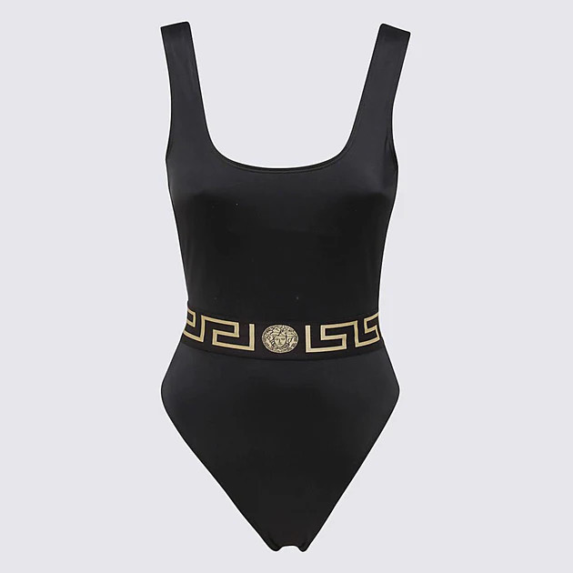 VERSACE BLACK GRECA SWIMSUIT | Baltini