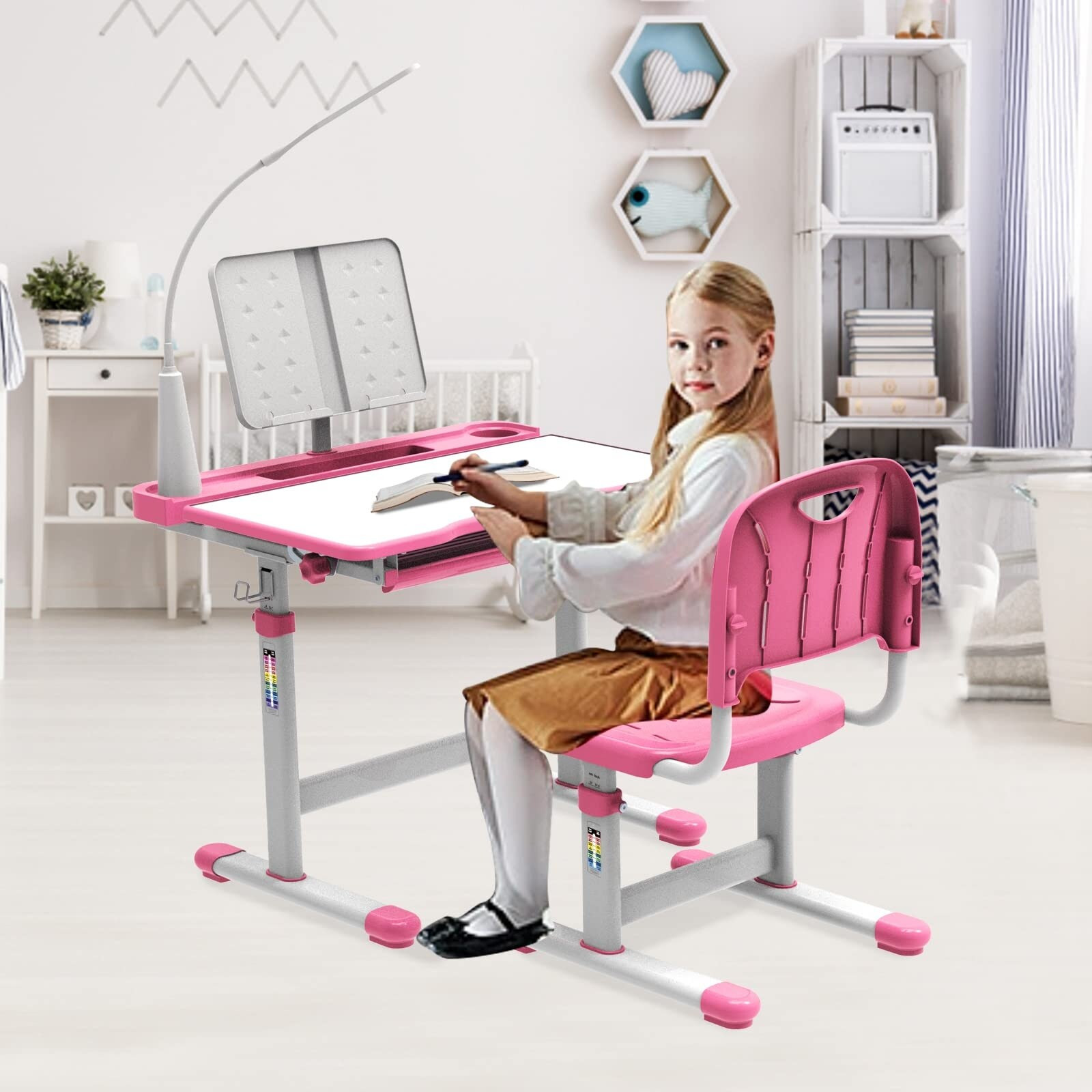 Kids Desk and Chair Set Multi Functional Study Table for Kids 6-12 Art Desk with Tiltable Desktop, Kids School Desk for Kids | Bed Bath & Beyond