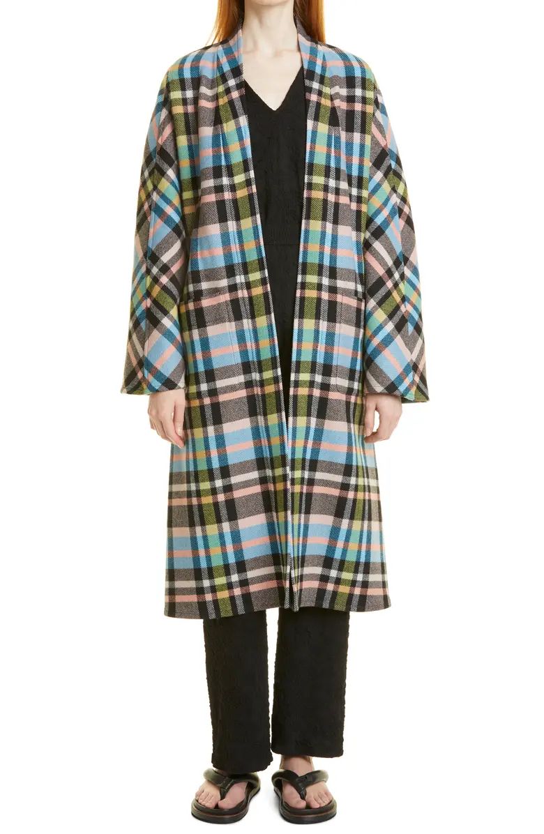 Fernanda Check Wool Blend Longline Coat | Nordstrom