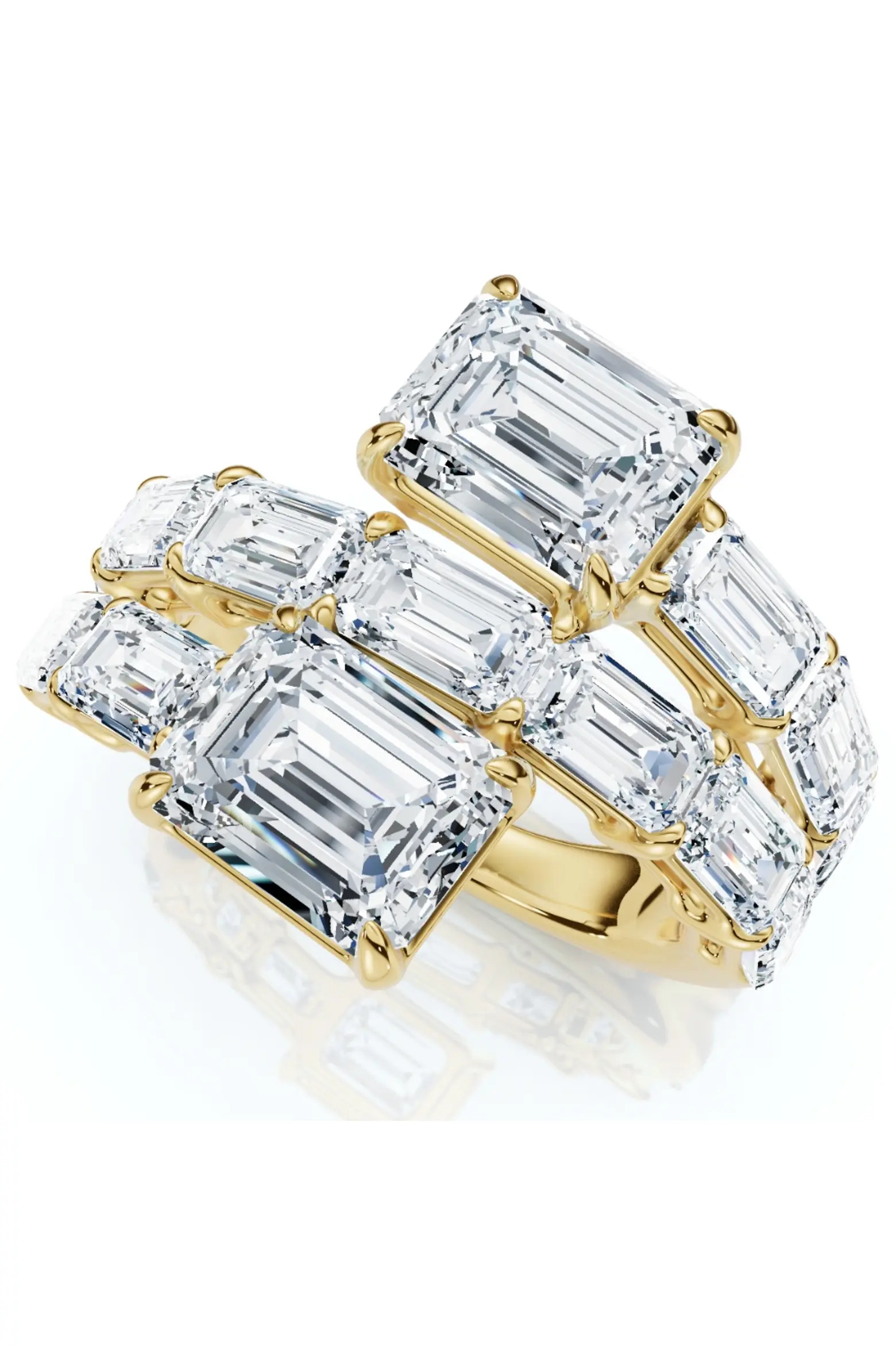 Bliss Diamond 6 1/2Ct Emerald Cut Diamond Ring Gold Women's Right Hand Anniversary Band (Women) |... | Nordstrom