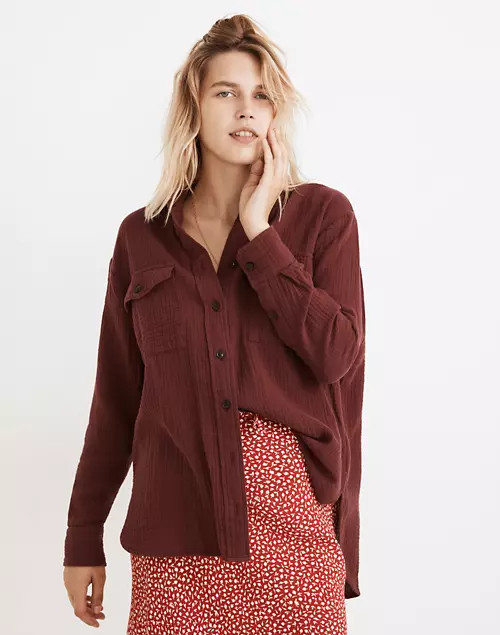 Lightspun Flap-Pocket Oversized Ex-Boyfriend Shirt | Madewell