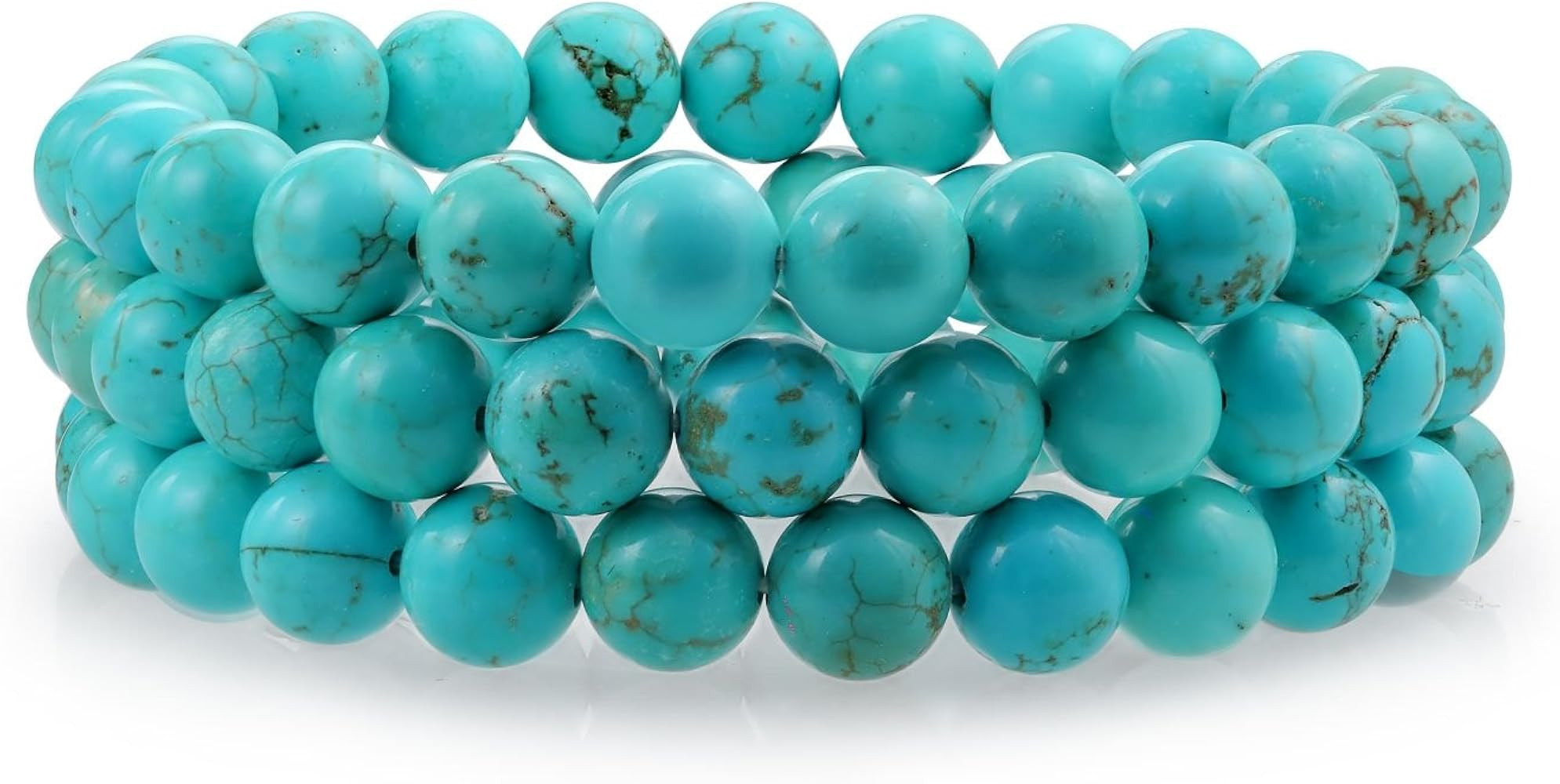 Bling Jewelry Unisex Stackable Set Of 3 Gemstone Round Bead 8MM Stretch Bracelet For Women Teen M... | Amazon (US)