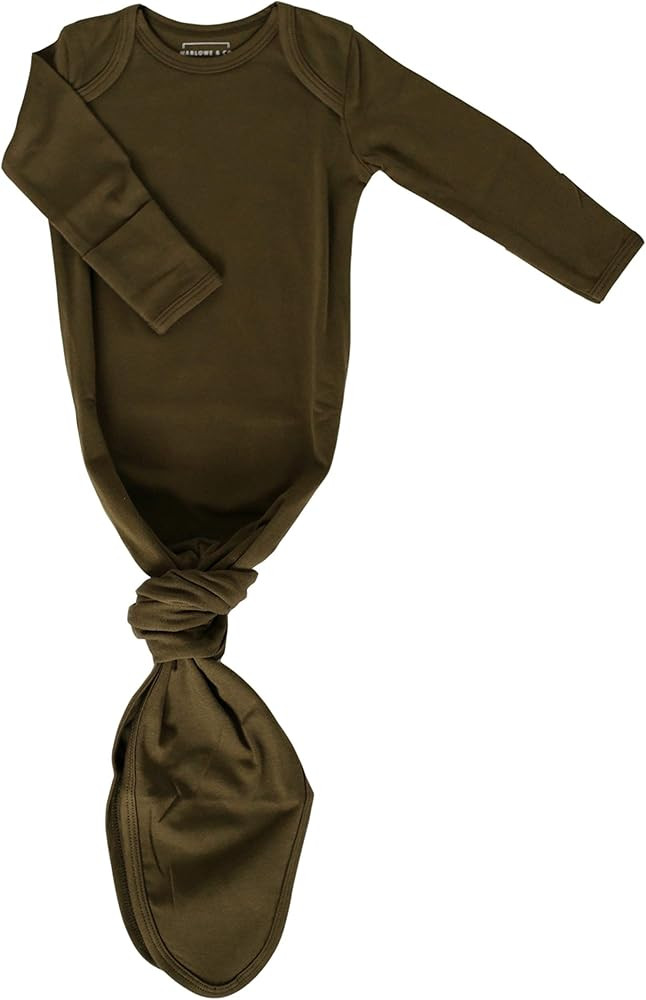 Marlowe & Co Organic Cotton Knotted Newborn Baby Gown, Soft Knotted Sleeper Gown for Baby Boy and Gi | Amazon (US)