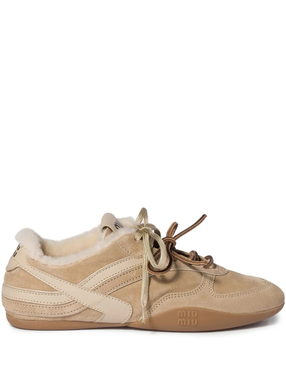 Miu Miu Gymnasium Leather Sneakers | Neutrals | FARFETCH UK | Farfetch Global