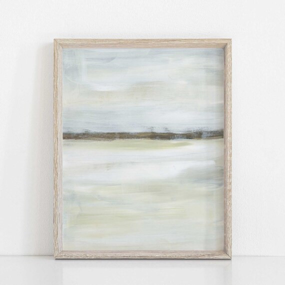 Lake House Decor Abstract Lake Painting Coastal Artwork Neutral Wall Art Print or Canvas | Etsy (US)