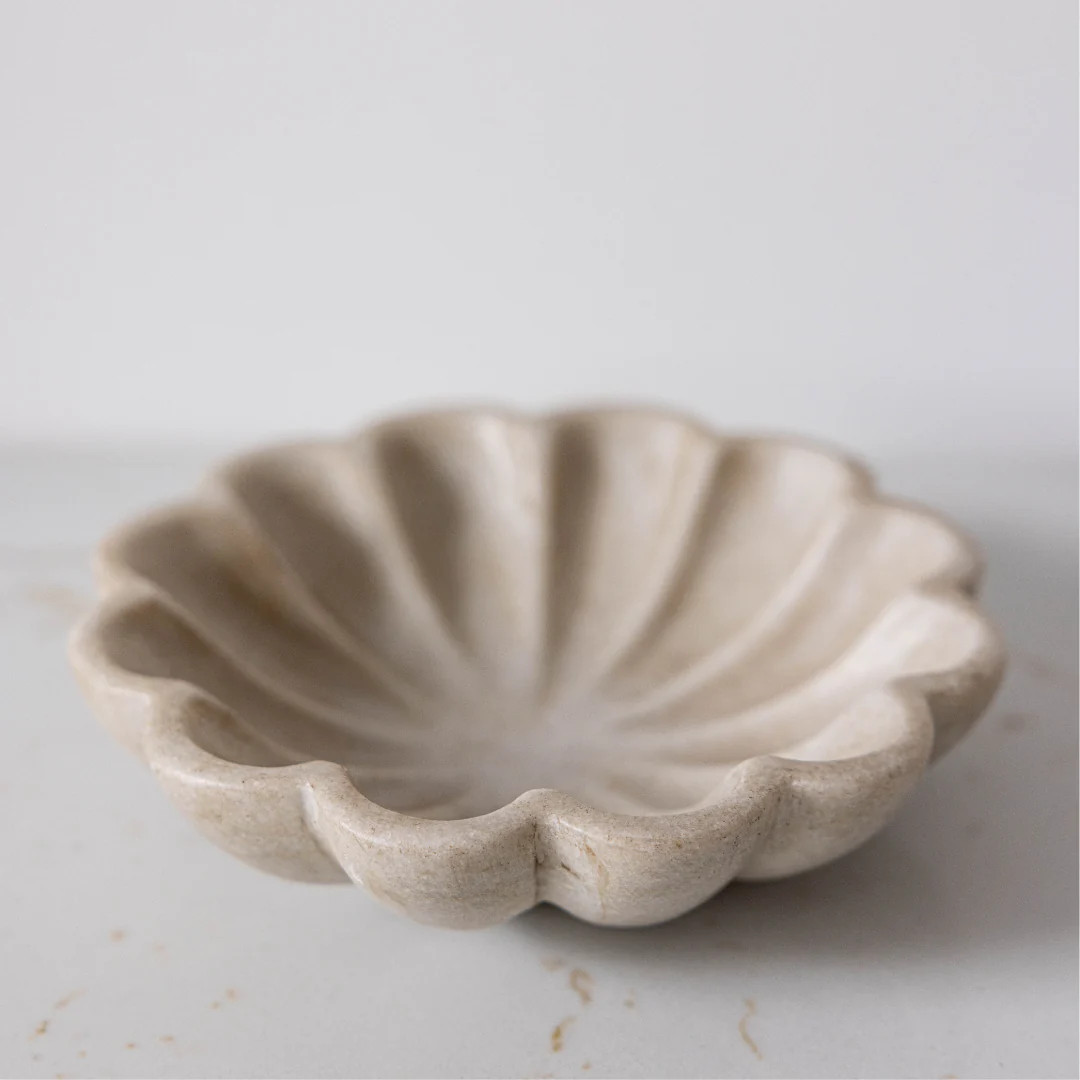 Marble Scalloped Flower Bowl | By Luxe B Co. | Luxe B Co