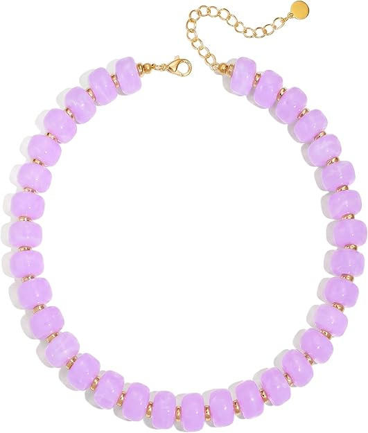 Beaded Necklace for Women Statement Chunky Resin Bead Necklace Trendy Boho Summer Necklaces Jewel... | Amazon (US)
