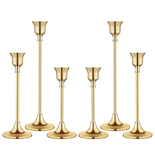 Candlestick Holders,Taper Candle Holder for Candlesticks Gold Brass Vintage Candle Stick Candle Holders Candelabra Candle Holder for Fireplace Party Dining Home | Amazon (US)