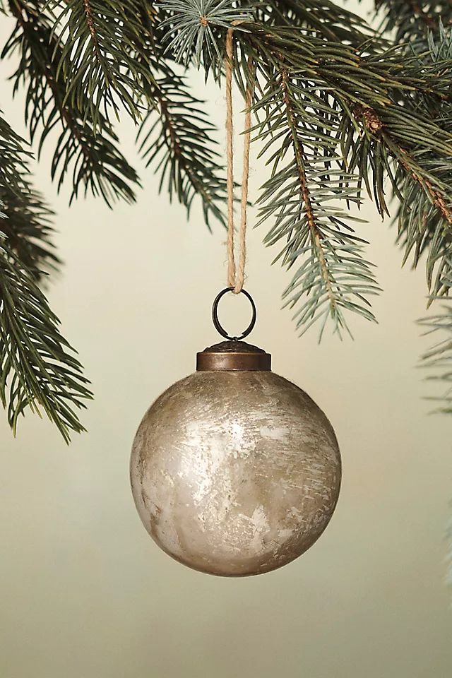Silvery Gray Glass Globe Ornament | Anthropologie (US)