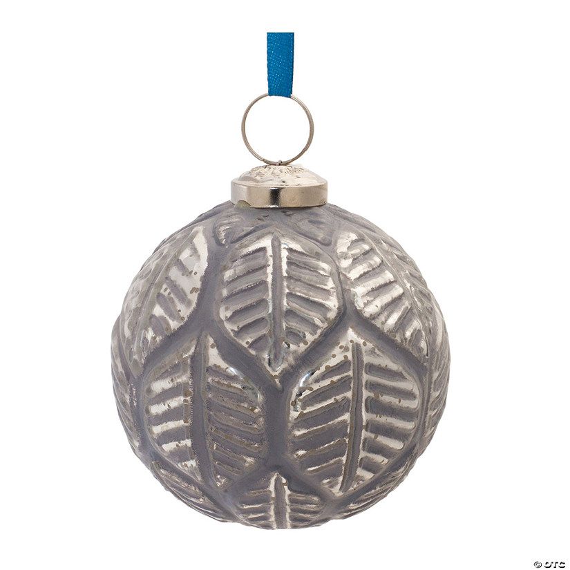 Etched Leaf Glass Ball Ornament (Set Of 6) 4"D | Oriental Trading Company