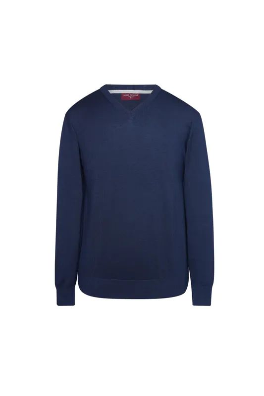 Brook Taverner Mens Boston V-Neck Sweater - Navy - Blue - L | Verishop