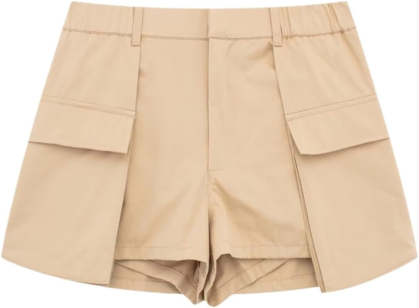 Women Summer Shorts Fashion Vintage Causal Zipper Fly Short Pant Pockets | Amazon (US)